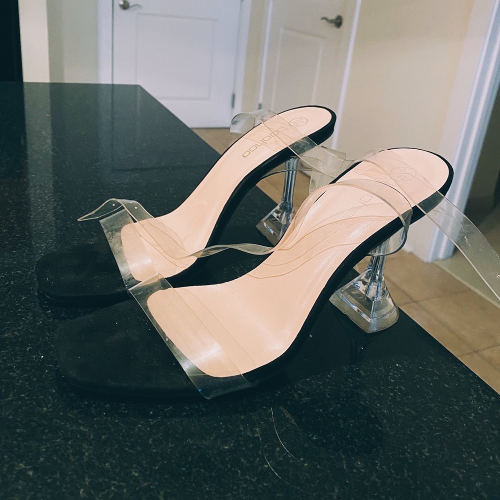 clear strap heels